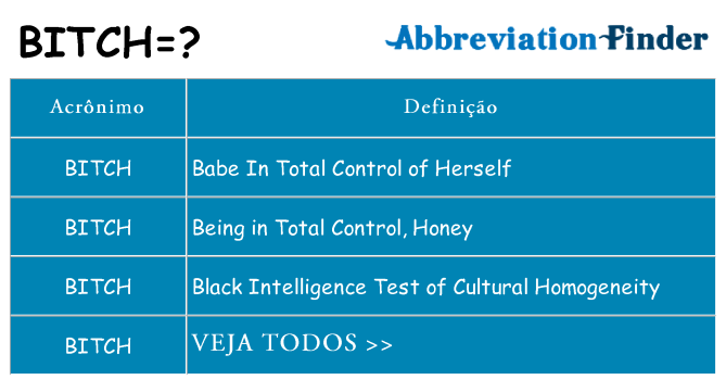 BITCH? Qual é o significado e a tradução de BITCH?