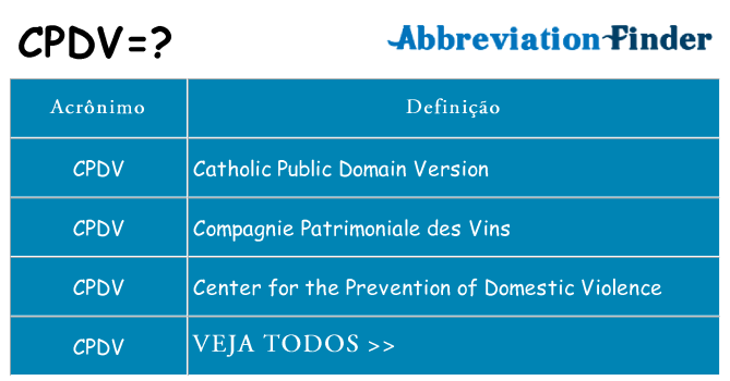cpdv de quê