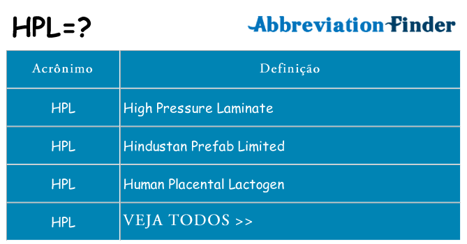hpl de quê