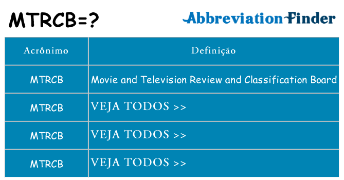 mtrcb de quê