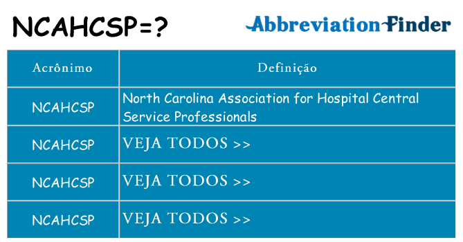 ncahcsp de quê
