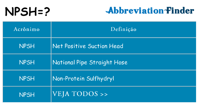 npsh de quê