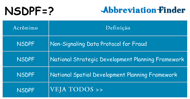 nsdpf de quê