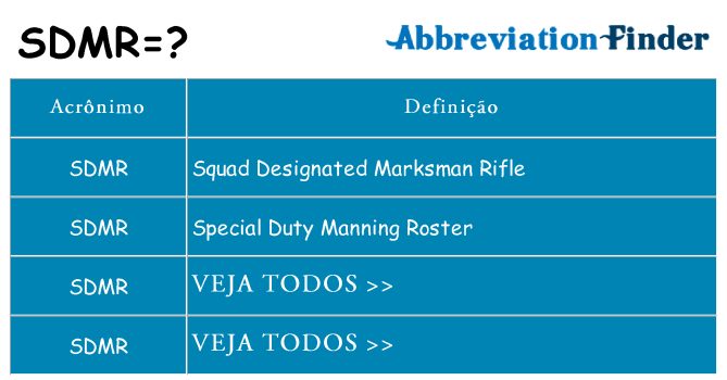 sdmr de quê