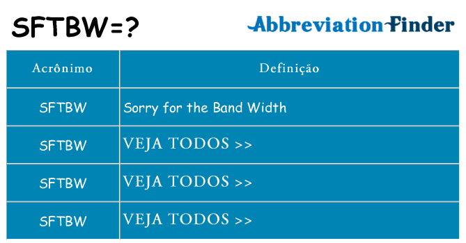 sftbw de quê