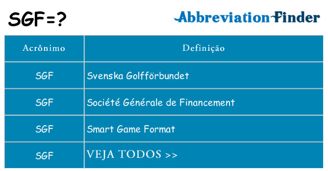 sgf de quê