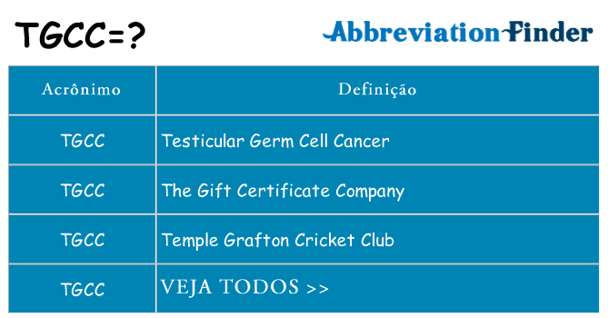tgcc de quê