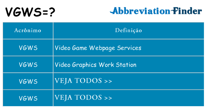 vgws de quê