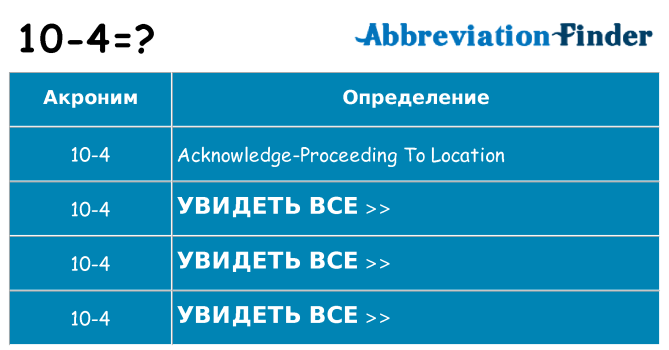 Что означает аббревиатура 10-4