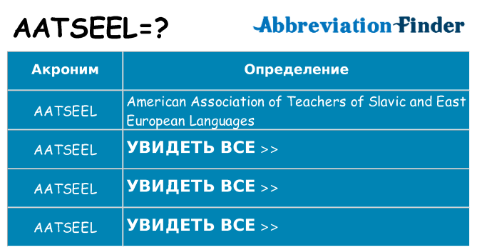 Что означает аббревиатура aatseel