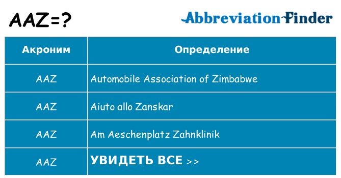 Что означает аббревиатура aaz