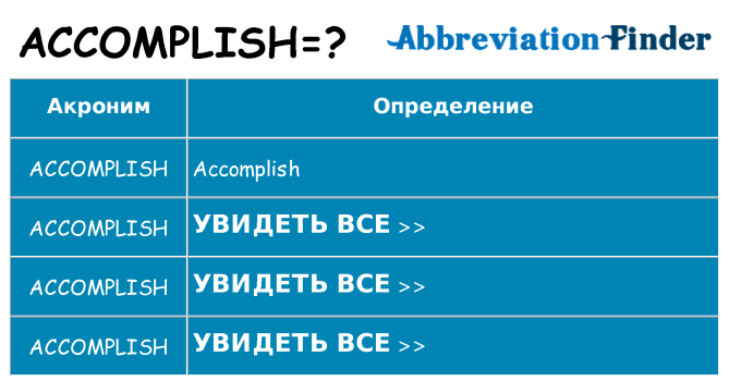 Что означает аббревиатура accomplish