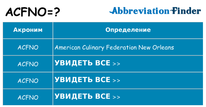 Что означает аббревиатура acfno