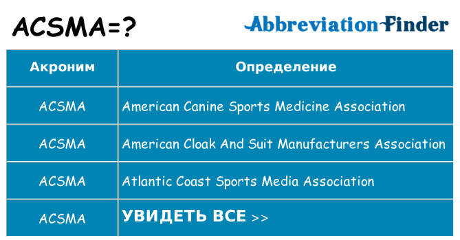Что означает аббревиатура acsma