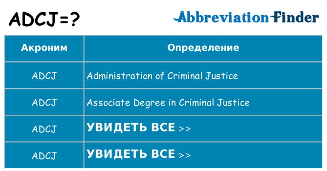 Что означает аббревиатура adcj