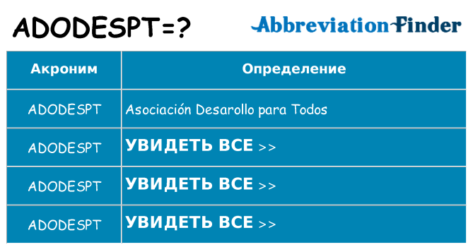 Что означает аббревиатура adodespt
