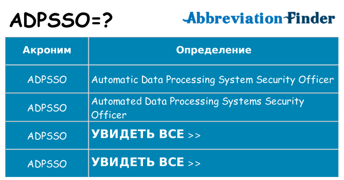 Что означает аббревиатура adpsso