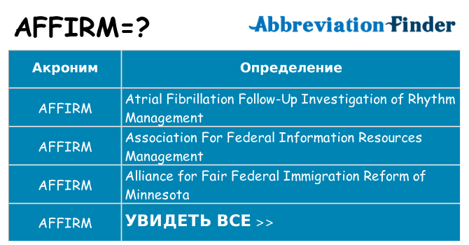 Что означает аббревиатура affirm