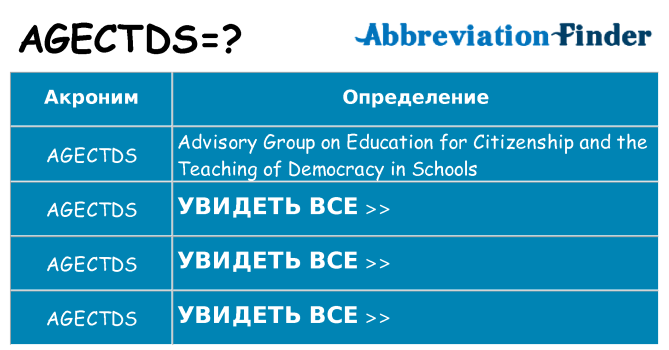 Что означает аббревиатура agectds