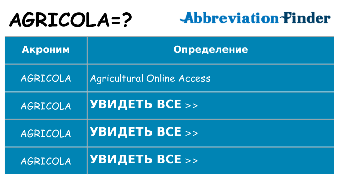 Что означает аббревиатура agricola