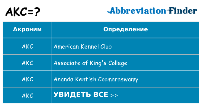 Что означает аббревиатура akc