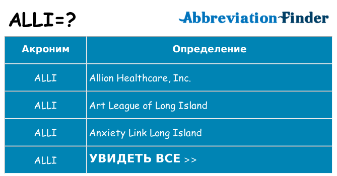 Что означает аббревиатура alli