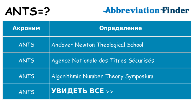 Что означает аббревиатура ants