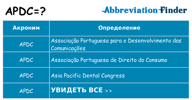 Что означает аббревиатура apdc