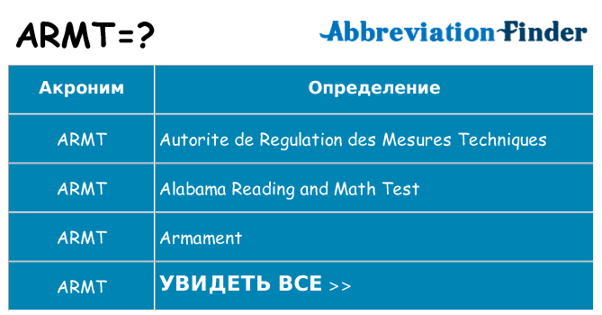 Что означает аббревиатура armt