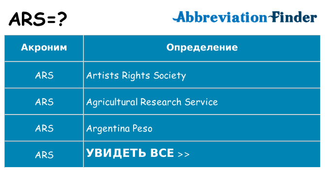 Что означает аббревиатура ars