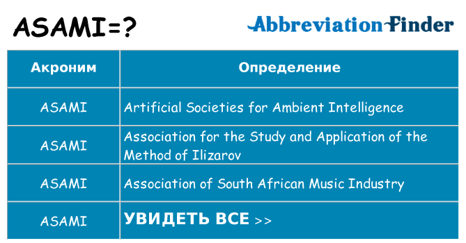 Что означает аббревиатура asami