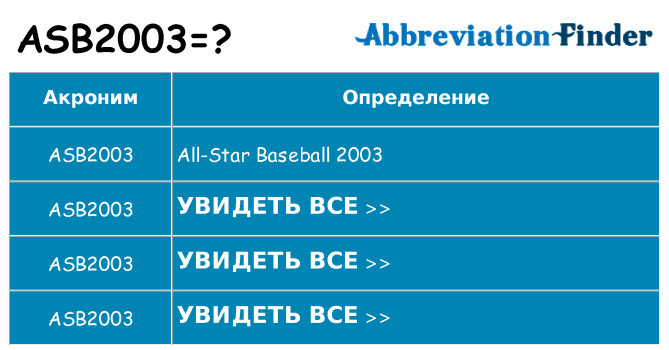 Что означает аббревиатура asb2003