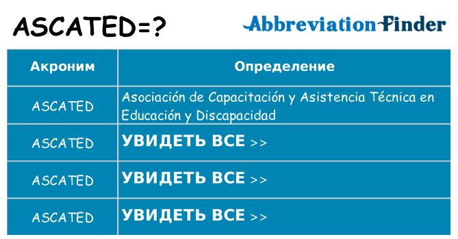 Что означает аббревиатура ascated