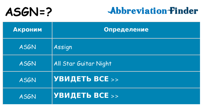 Что означает аббревиатура asgn