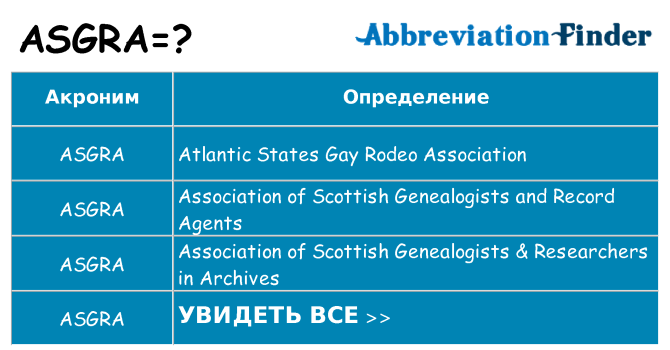 Что означает аббревиатура asgra