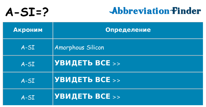 Что означает аббревиатура a-si