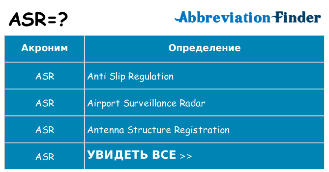 Что означает аббревиатура asr