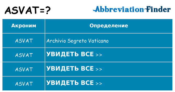 Что означает аббревиатура asvat