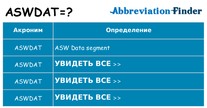 Что означает аббревиатура aswdat