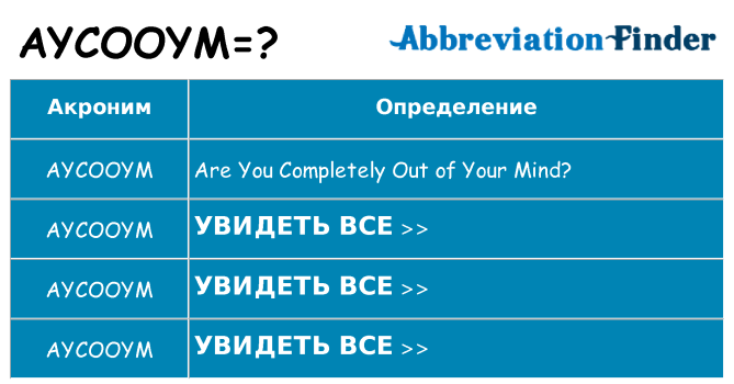 Что означает аббревиатура aycooym