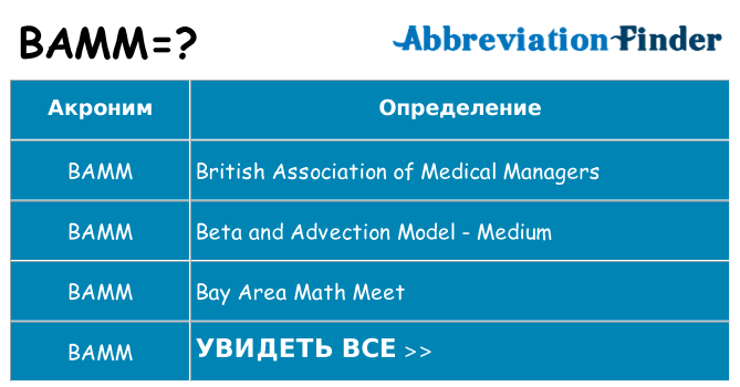 Что означает аббревиатура bamm