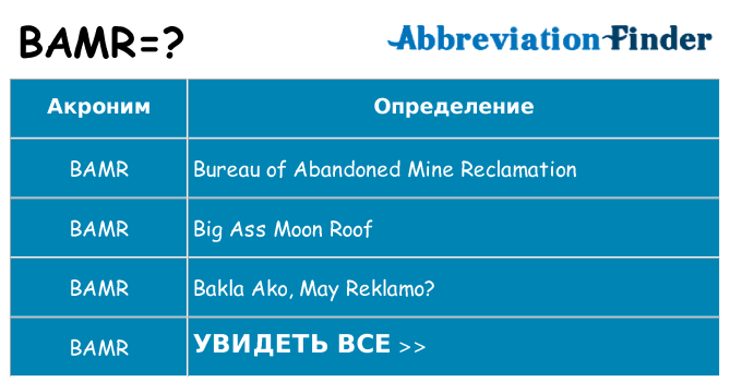 Что означает аббревиатура bamr