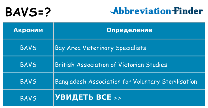 Что означает аббревиатура bavs
