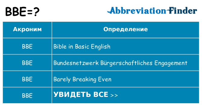 Что означает аббревиатура bbe