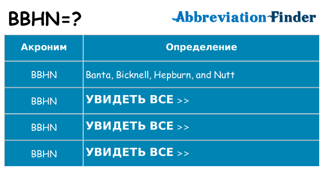 Что означает аббревиатура bbhn