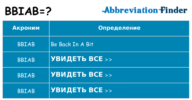 Что означает аббревиатура bbiab