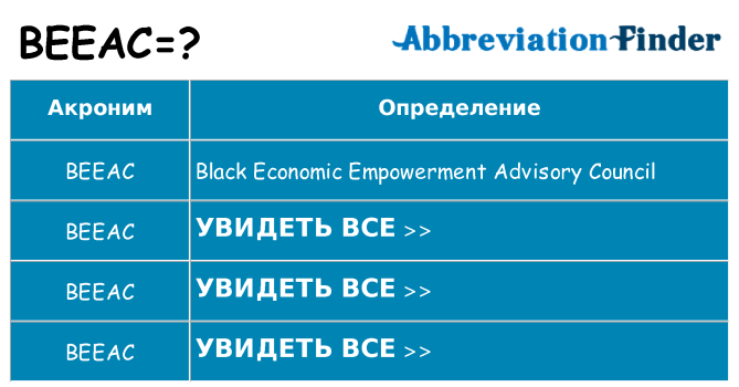 Что означает аббревиатура beeac