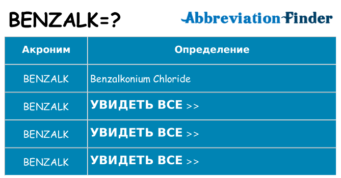 Что означает аббревиатура benzalk