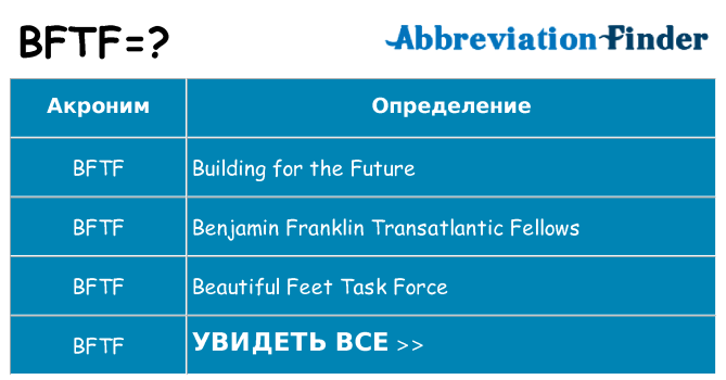 Что означает аббревиатура bftf