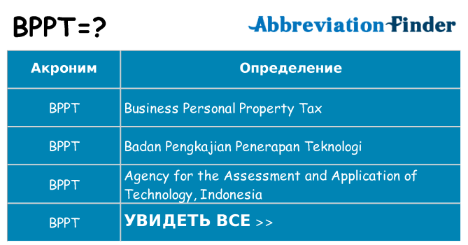 Что означает аббревиатура bppt